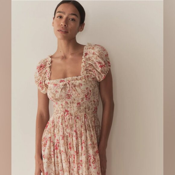 DÔEN Stanza lace-trimmed floral-print organic cotton-voile midi dress - Picture 2 of 10